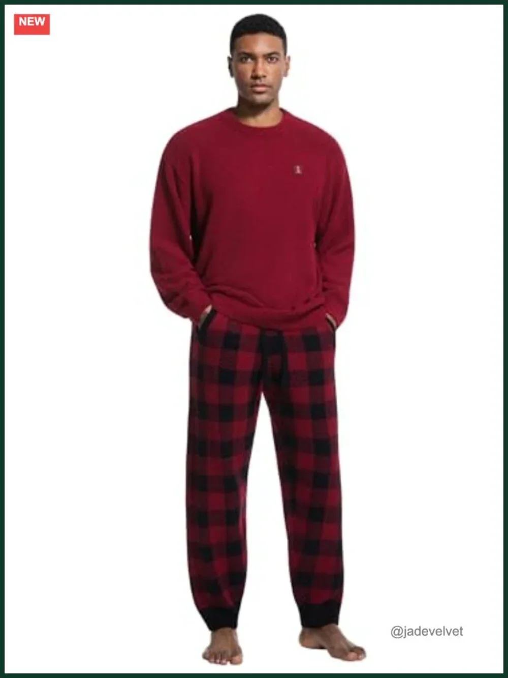 Men's Fleece Plush Pajama Set Ultra Soft Fluffy Warm Long Sleeve Top & Bottom
